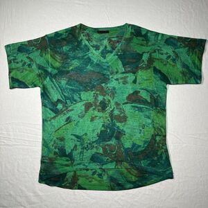 Nally & Millie Women's Top V Neck Green Short Sleeve Oversized Fit